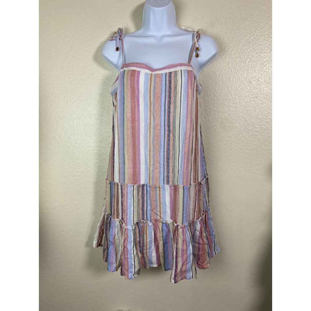 New Paper Heart Tiered Mini Dress size 8 Boho‎ Coastal Coquette Striped Cotton